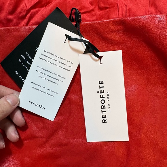 Retrofete Bold Red Halter Leather Mini Roxy Dress - Picture 7 of 9